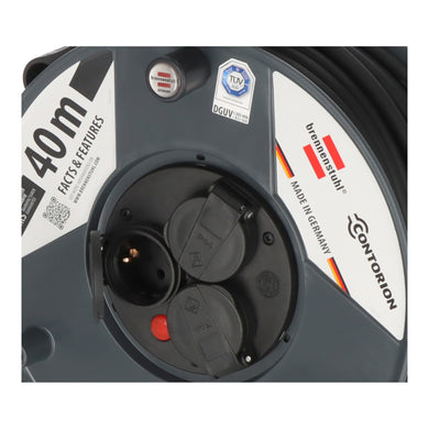 Brennenstuhl x Contorion Kabeltrommel 40m IP44 ( 3 Schutzkontakt-Steckdosen