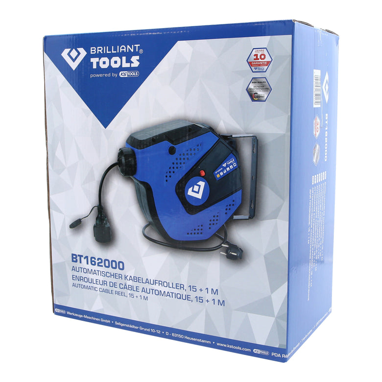 Brilliant Tools Automatischer Kabelaufroller, 15 + 1 m