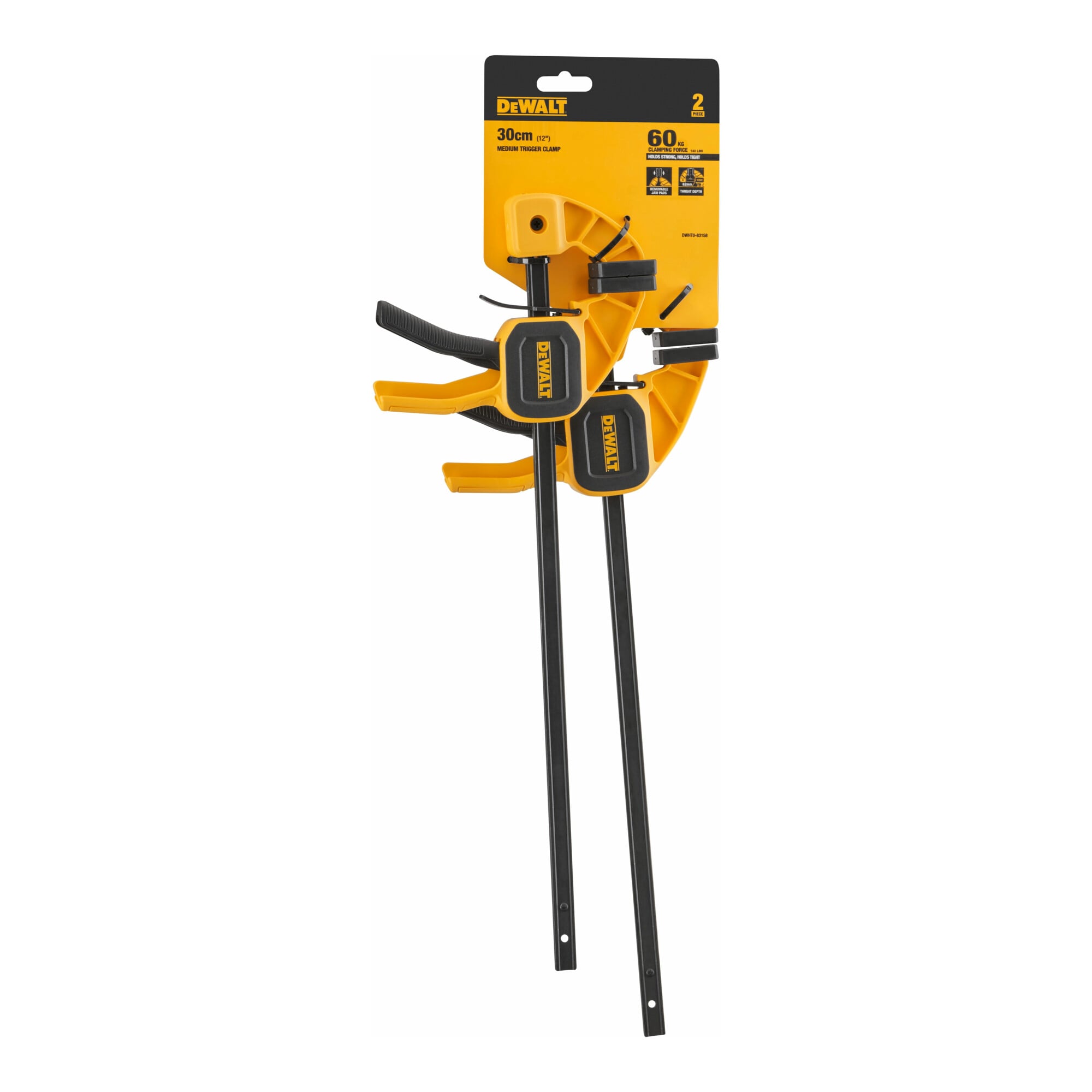 DEWALT Einhandzwinge Medium 300mm 12IN 2er Pack 45kg Spannkraft DWHT0-83158