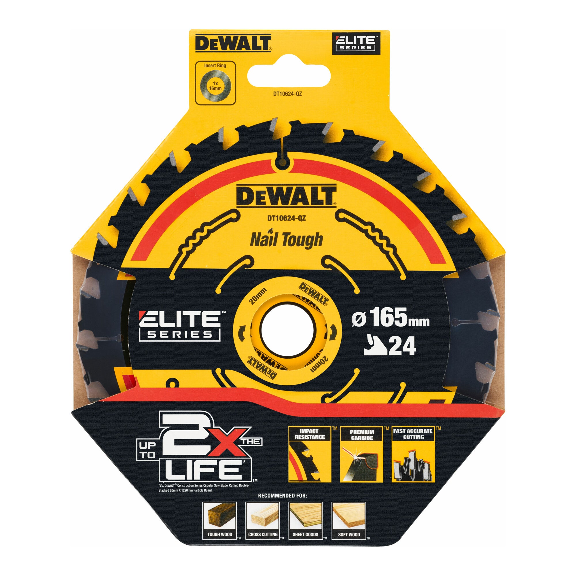 DEWALT Kreissägeblatt Akku 165/20 mm 24WZ DT10624-QZ
