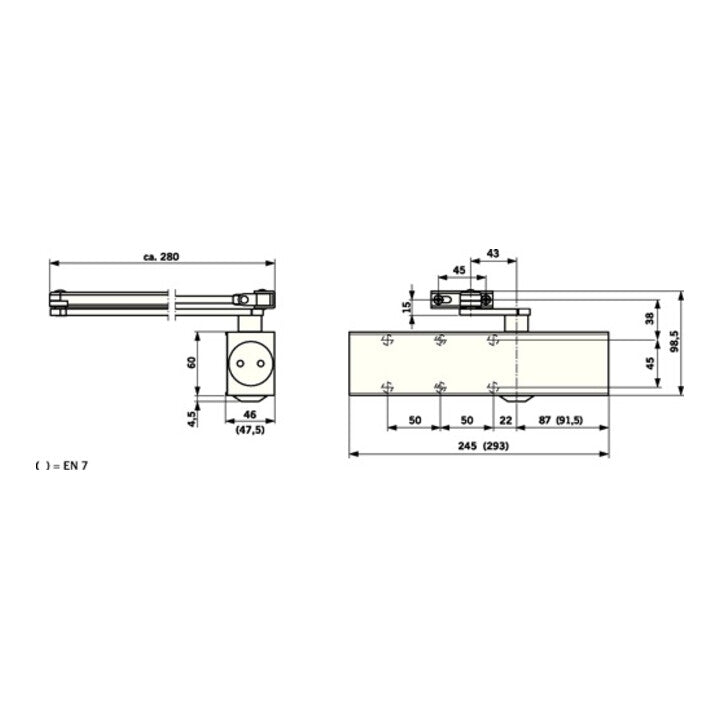 Dorma Scheren-Türschließer TS 83 BC/ÖD silber EN 3-6 ohne Gestänge