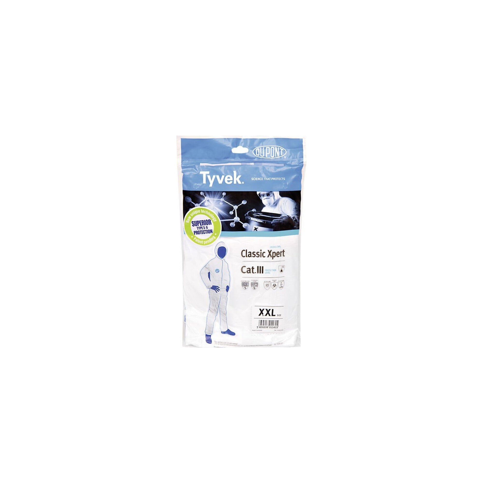 Dupont Schutzoverall Typ 5/6 Tyvek 500 Xpert, weiß, Unisex-Größe: 2XL