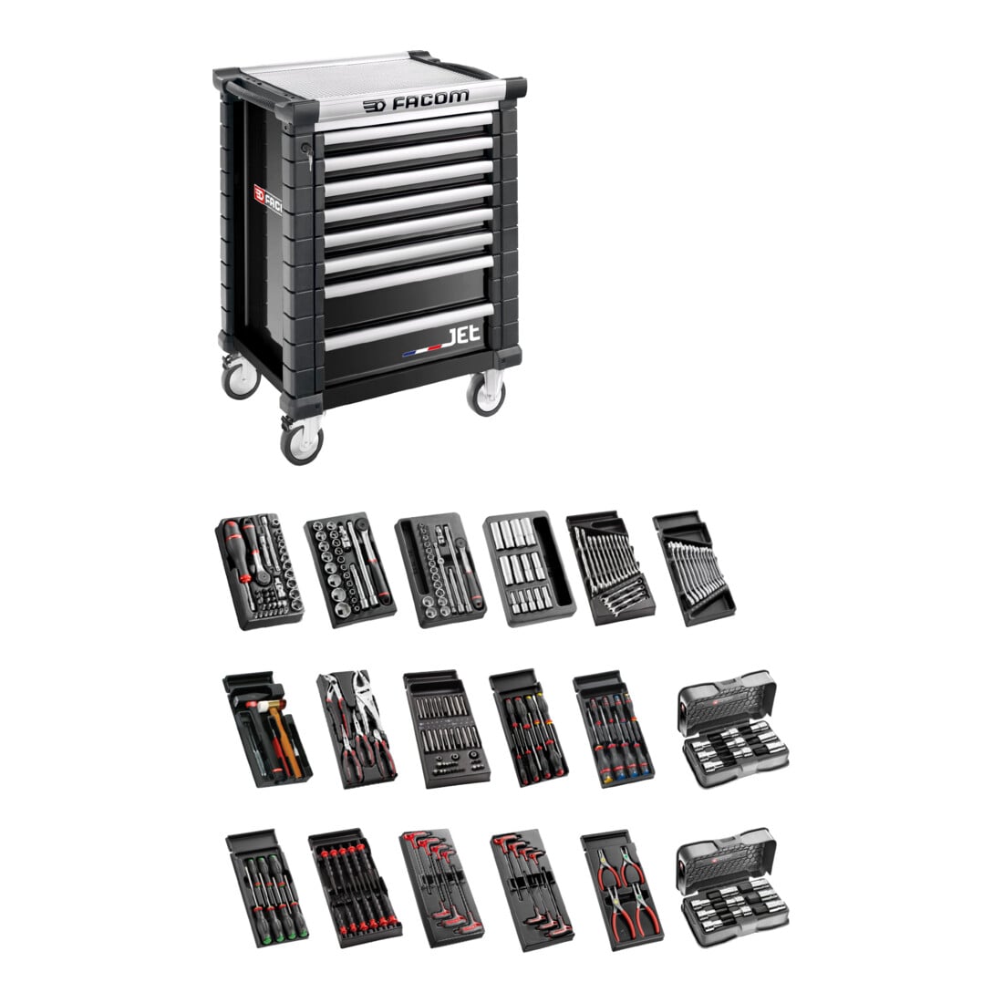 Facom Werkstattwagen JET.9GM3 mit 18 Modulen schwarz