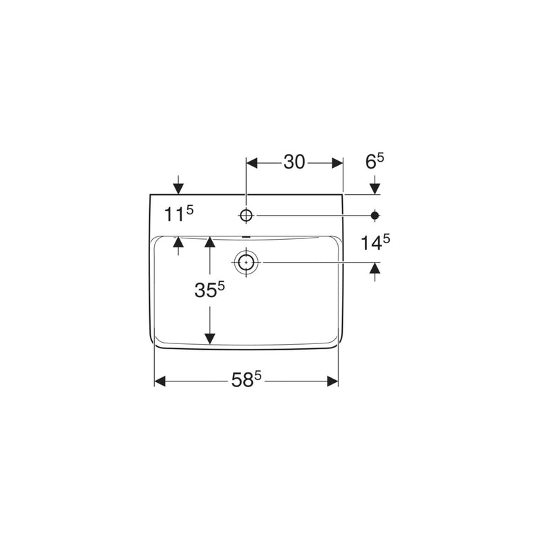 Geberit Waschtisch Renova Plan 60x48cm, Hahnl. mit., mit Überlauf, weiß
