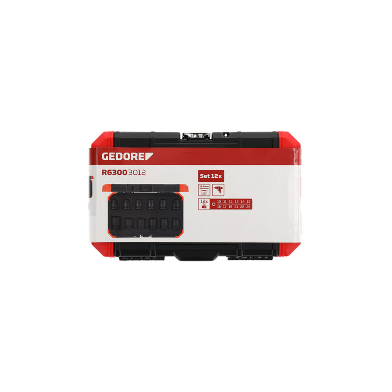 Gedore red Schlagschrauber-Steckschlüssel-Satz, Set 12-tlg, 1/2", 6-kant Nuss
