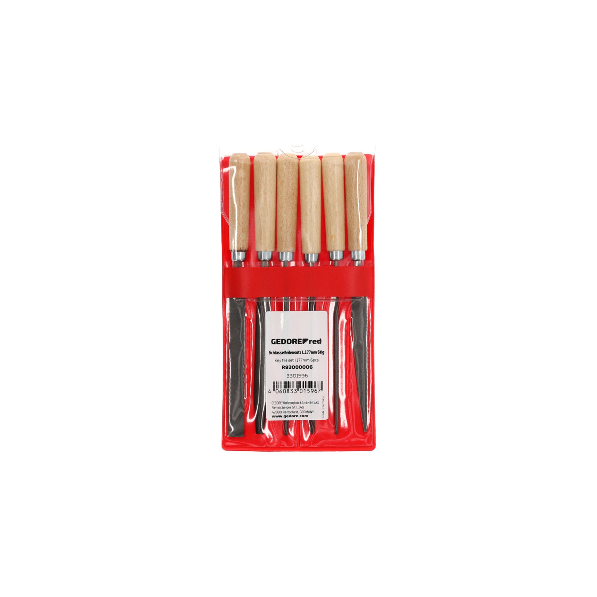 Gedore red Schlüsselfeilensatz, Set für Metall, 6-tlg, Flachstumpf-, Dreikant-