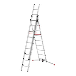 Hailo S100 ProfiLOT, Aluminium Kombileiter 3-teilig, 2x9 + 1x8 Sprossen