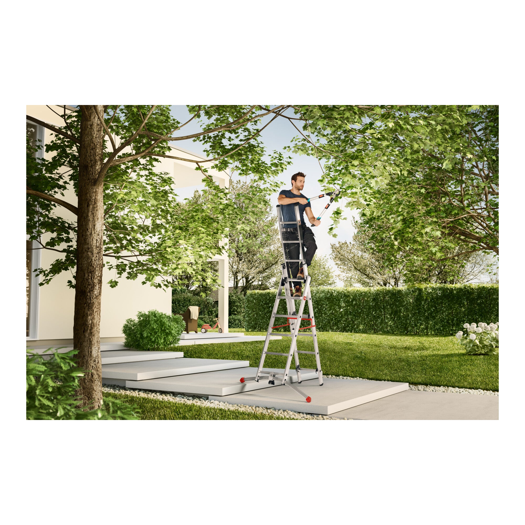 Hailo S100 ProfiLOT, Aluminium Kombileiter 3-teilig, 2x9 + 1x8 Sprossen