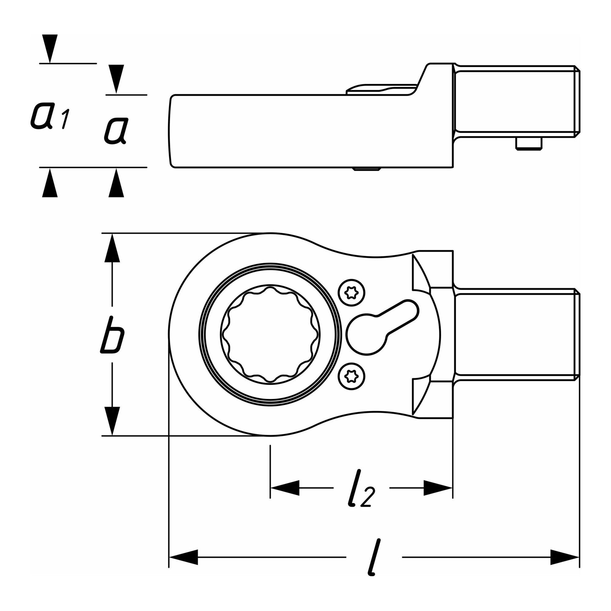 HAZET Einsteck-Ratschen-Ringschlüssel 6606D-18 Einsteck-Vierkant 14 x 18 mm