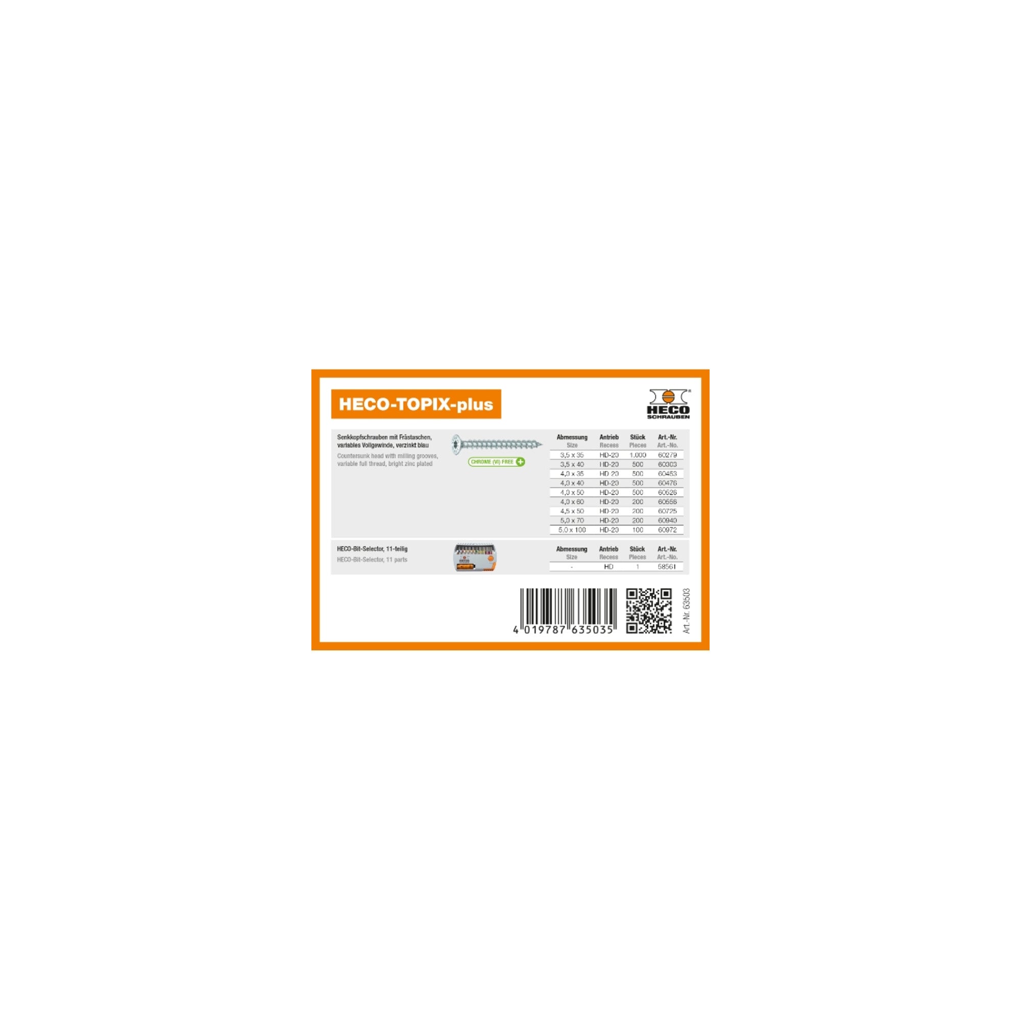 HECO-TOPIX-plus Profiset "Schreiner", Schraubensortiment