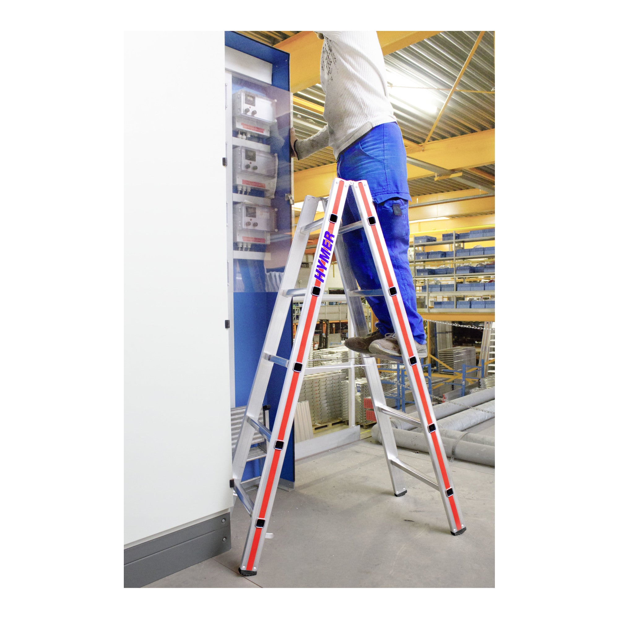 Hymer Sprossenstehleiter beidseitig begehbar, 2x5 Sprossen
