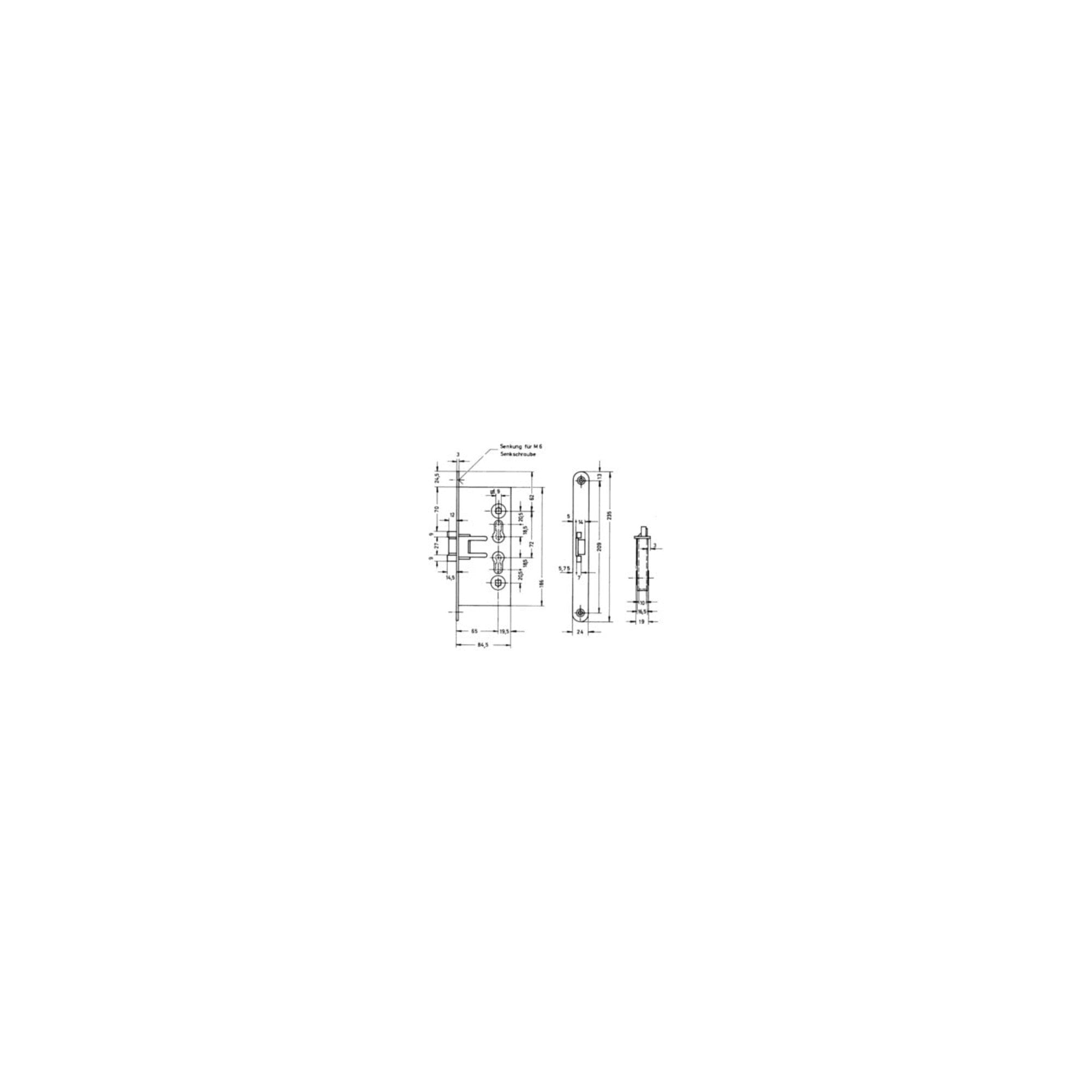 Panik-Einsteckschloss 1009PPG Fkt.D rd 24/65/72/9mm DIN L/R