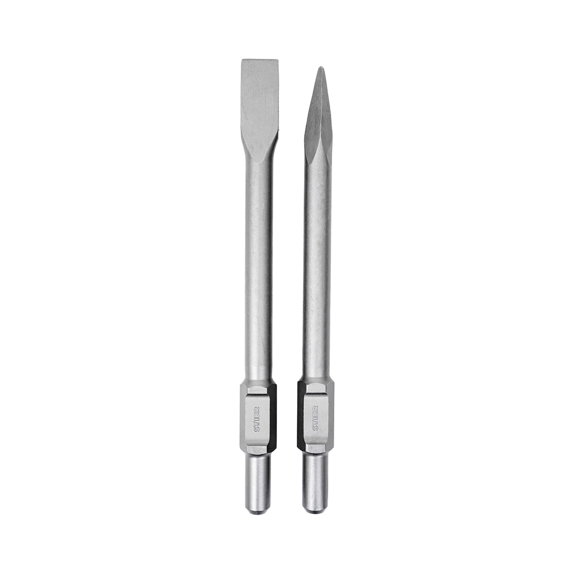 STIER SDS-HEX flat chisel pointed chisel set 410 mm for demolition hammer versatile