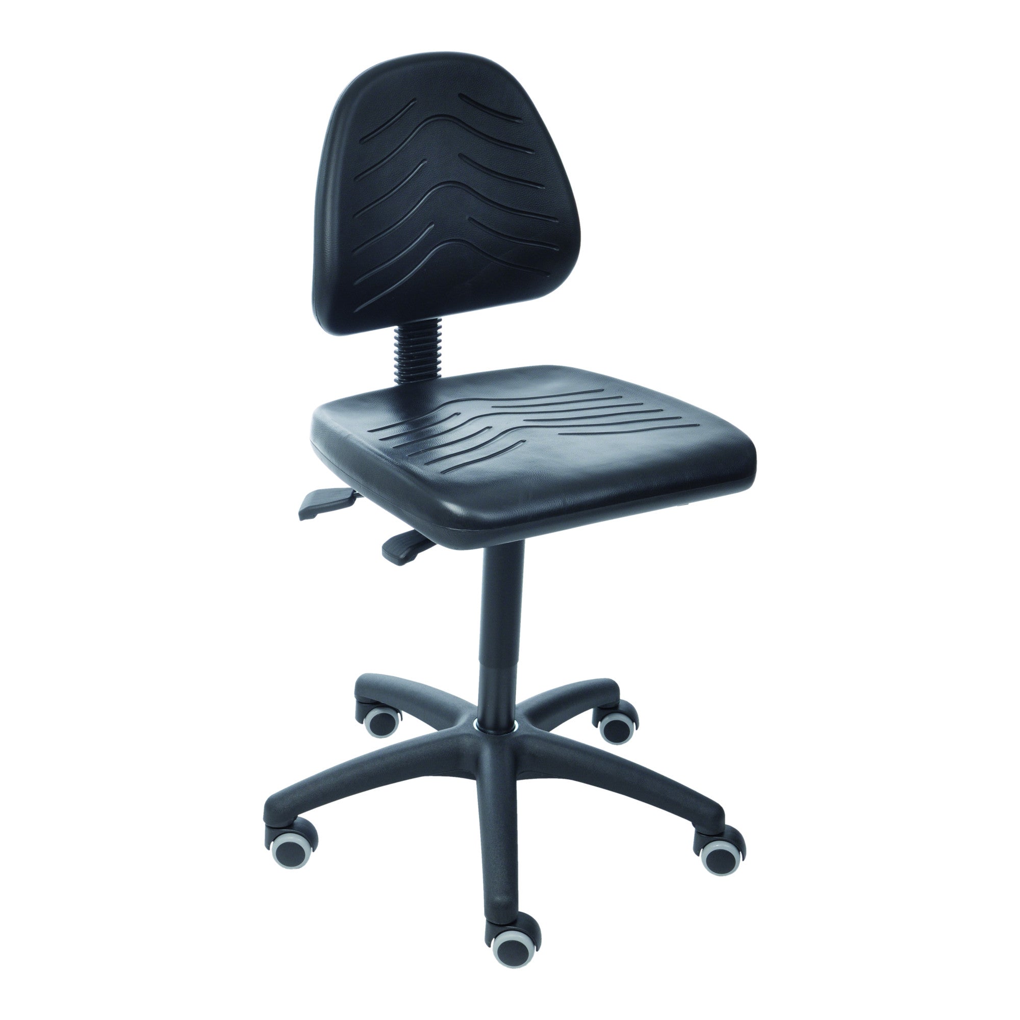 STIER work chair with castors without armrests seat height 460-650mm PU Black