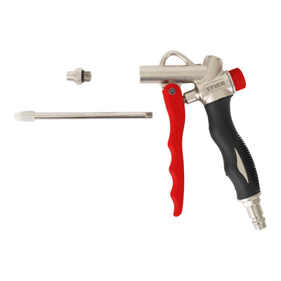 STIER blow gun with interchangeable nozzle and flow control 1/4 inch compressed air gun