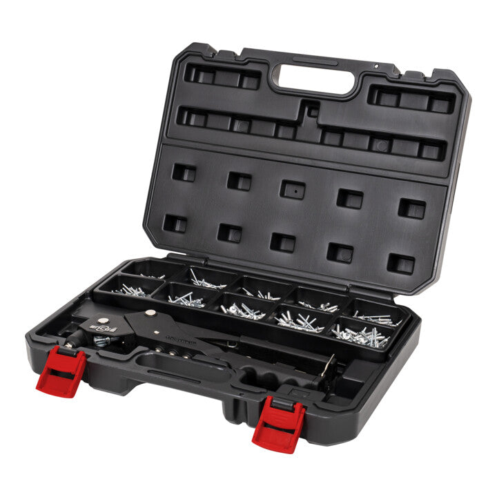 STIER Premium blind rivet set with 360° hand rivet pliers, 501 pieces, 500 blind rivets