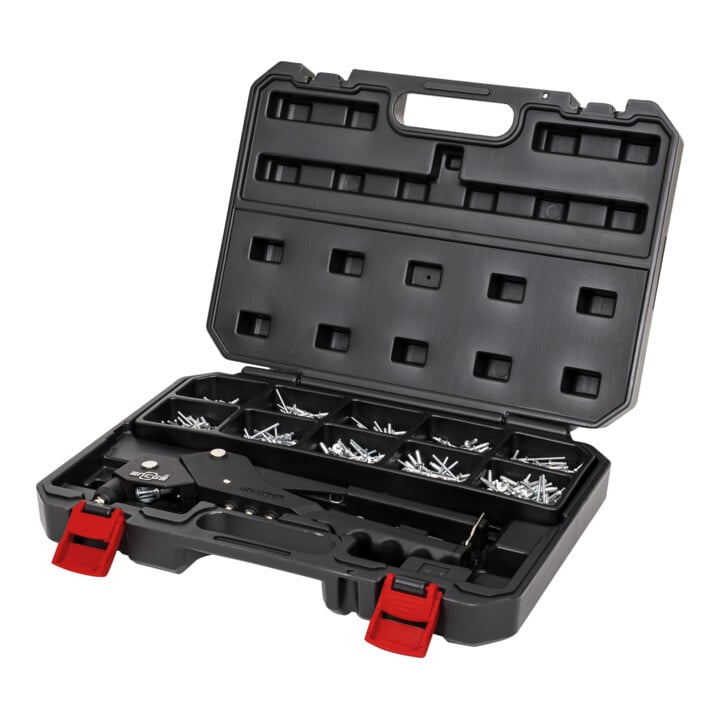 STIER Premium blind rivet set with 360° hand rivet pliers, 501 pieces, 500 blind rivets