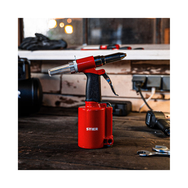 STIER blind rivet gun SBN-1 for rivet sizes from 2.4 - 4.8mm including mouthpieces