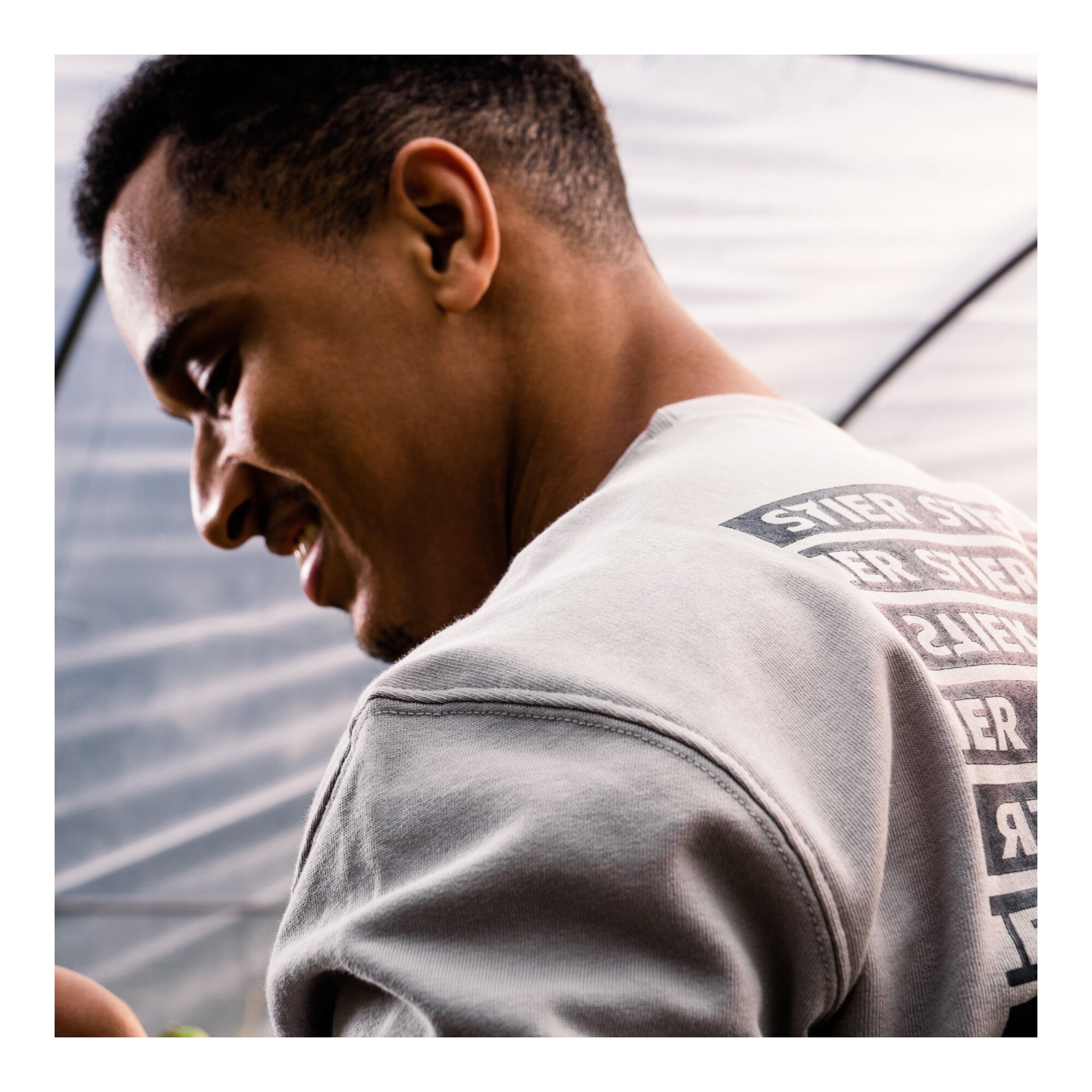 STIER Crew Sweat Style Print L Ice Grey