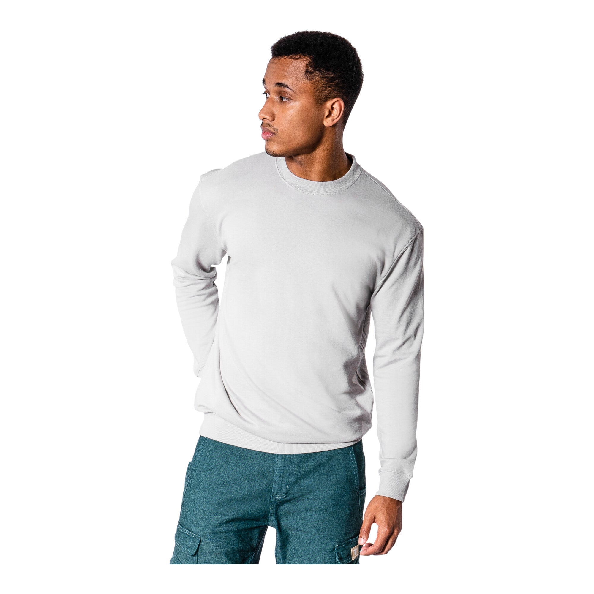 STIER Crew Sweat Style Print L Ice Grey