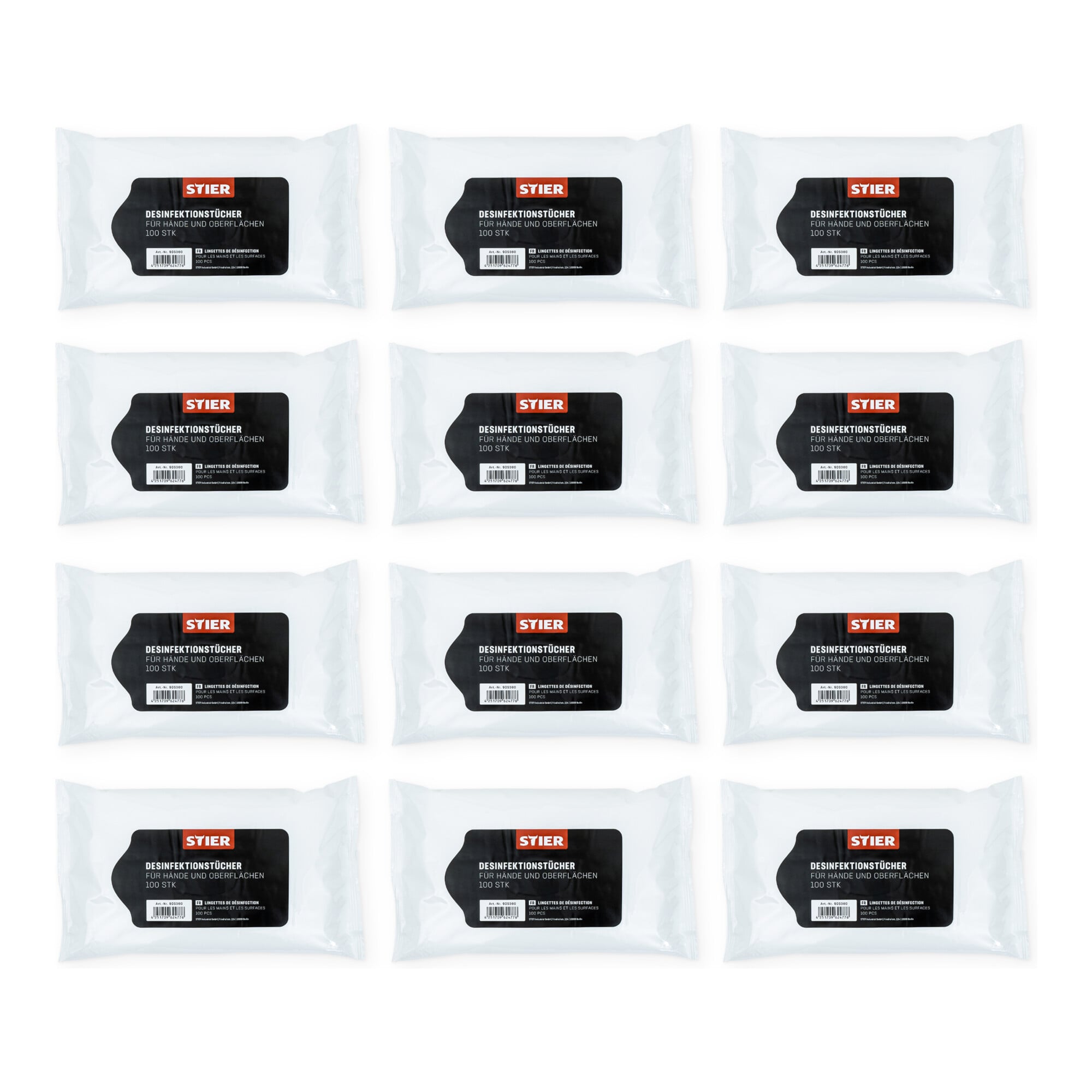 STIER hand and surface cleaning wipes 12x100 pack all-purpose cleaner