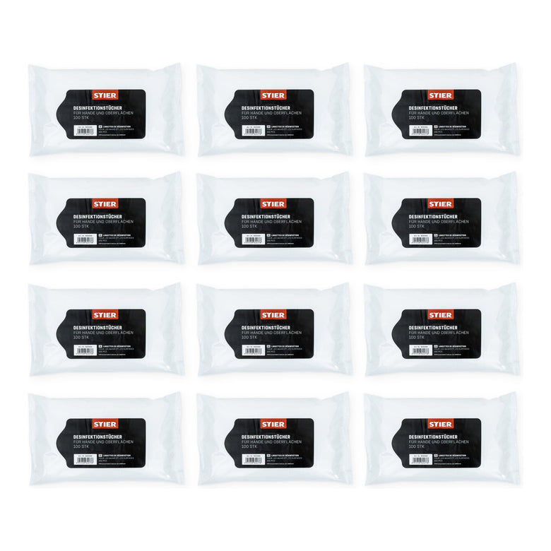 STIER hand and surface cleaning wipes 12x100 pack all-purpose cleaner