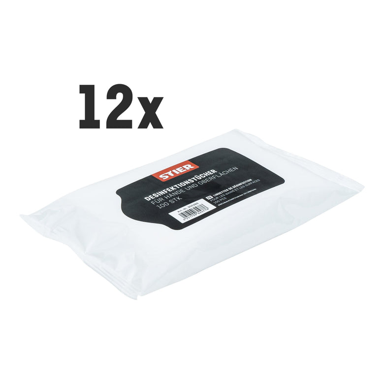 STIER hand and surface cleaning wipes 12x100 pack all-purpose cleaner