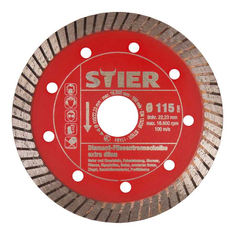 STIER Premium Diamond Tile Cutting Disc Ø 115 125mm Tile Diamond Cutting Disc