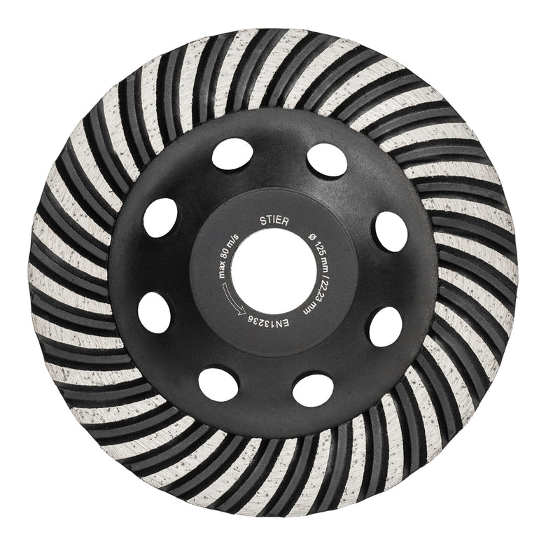 STIER Diamantschleiftopf 125 x 22,23 mm mit Turbo-Rand für Beton und Naturstein