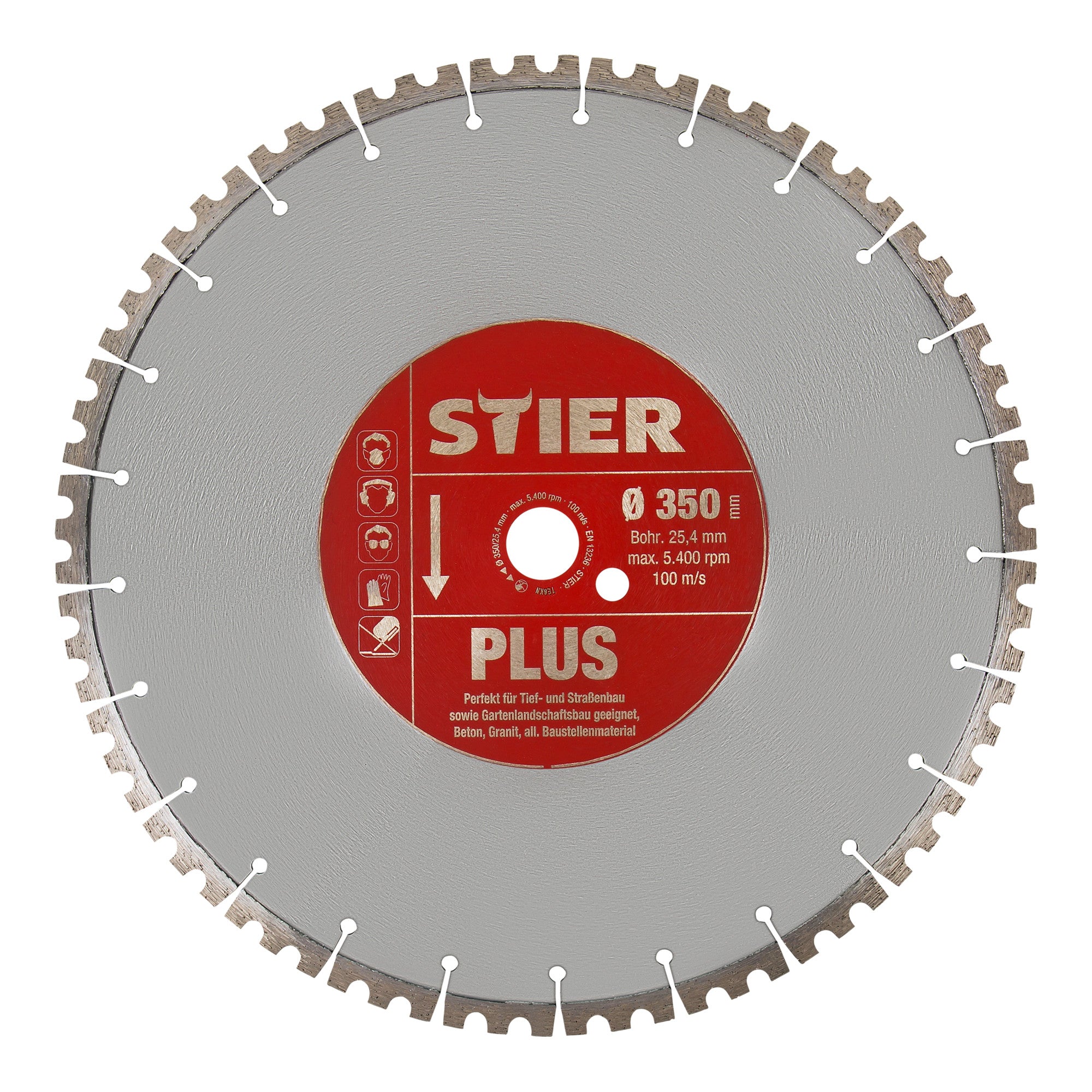 STIER Diamanttrennscheibe Plus Ø350mm Beton Granit Stein Bohrung 20 bis 25,4mm