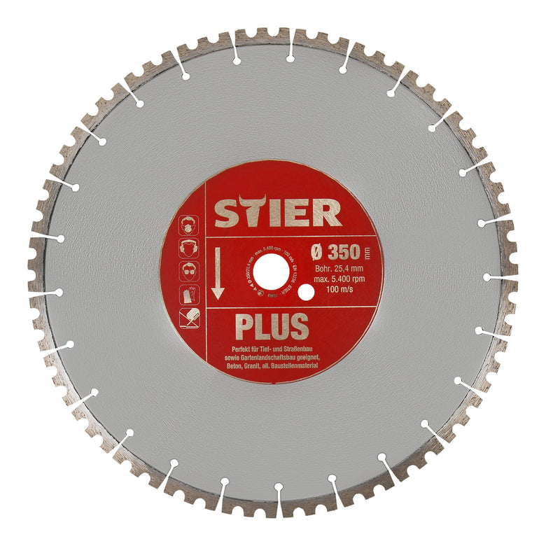 STIER Diamanttrennscheibe Plus Ø350mm Beton Granit Stein Bohrung 20 bis 25,4mm