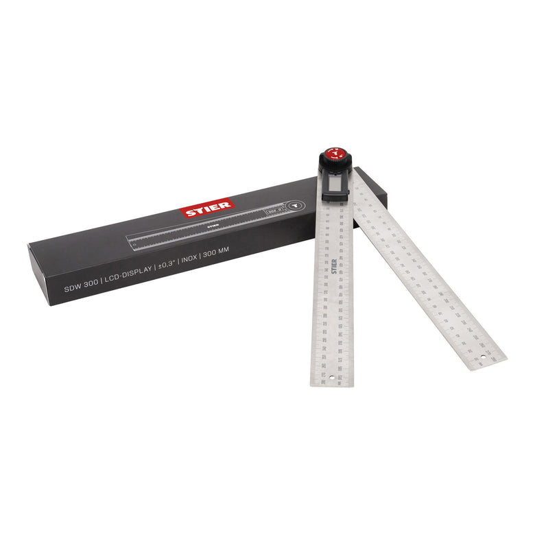 STIER Digital Angle Finder SDW-300 LCD Display ±0.3° Stainless Steel 300 mm