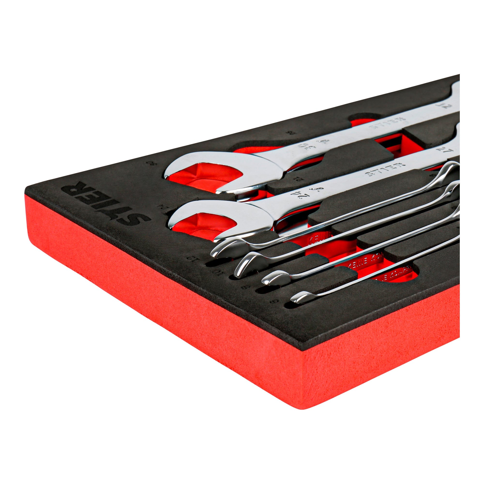 STIER double open-end wrench set SW 6 - 32 mm 12-piece in soft foam insert