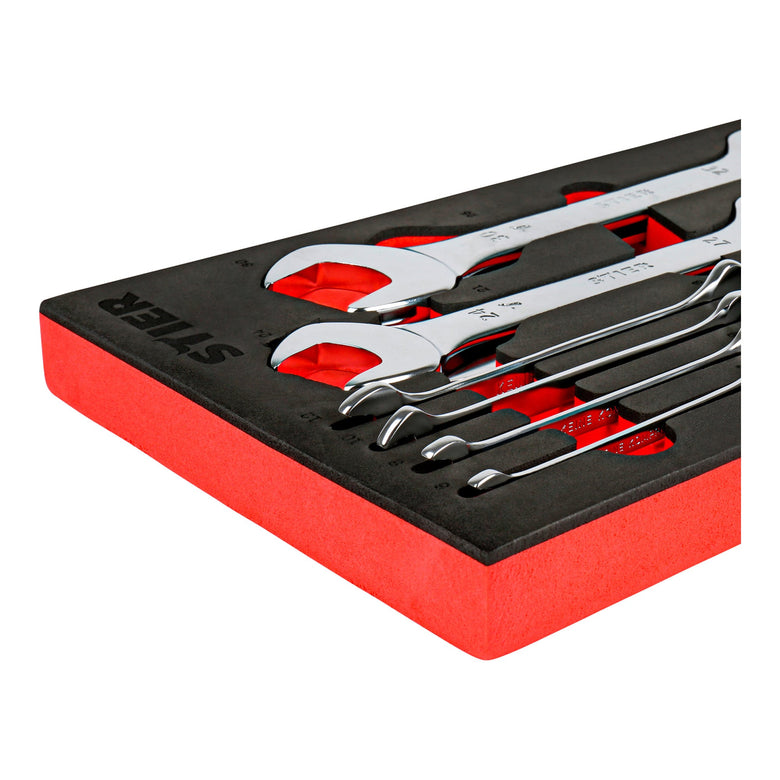 STIER double open-end wrench set SW 6 - 32 mm 12-piece in soft foam insert