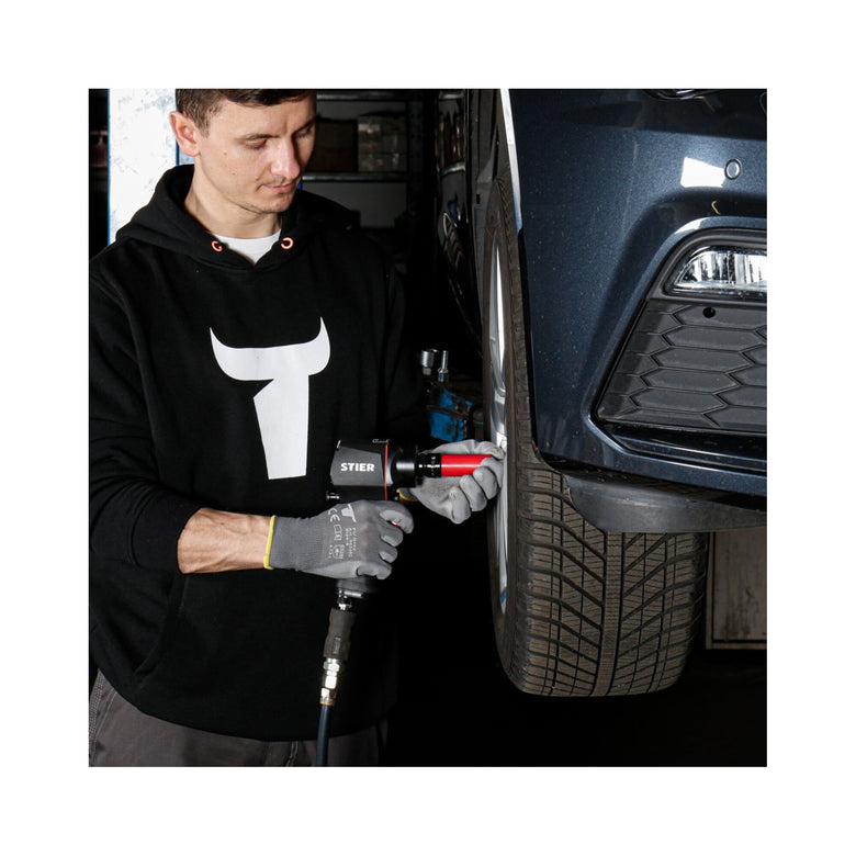 STIER pneumatic impact wrench 14-KBS Extra short 1400 Nm double-hammer impact mechanism