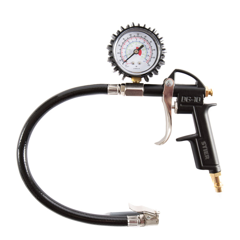 STIER compressed air set premium 3-piece tire pressure gauge spiral hose