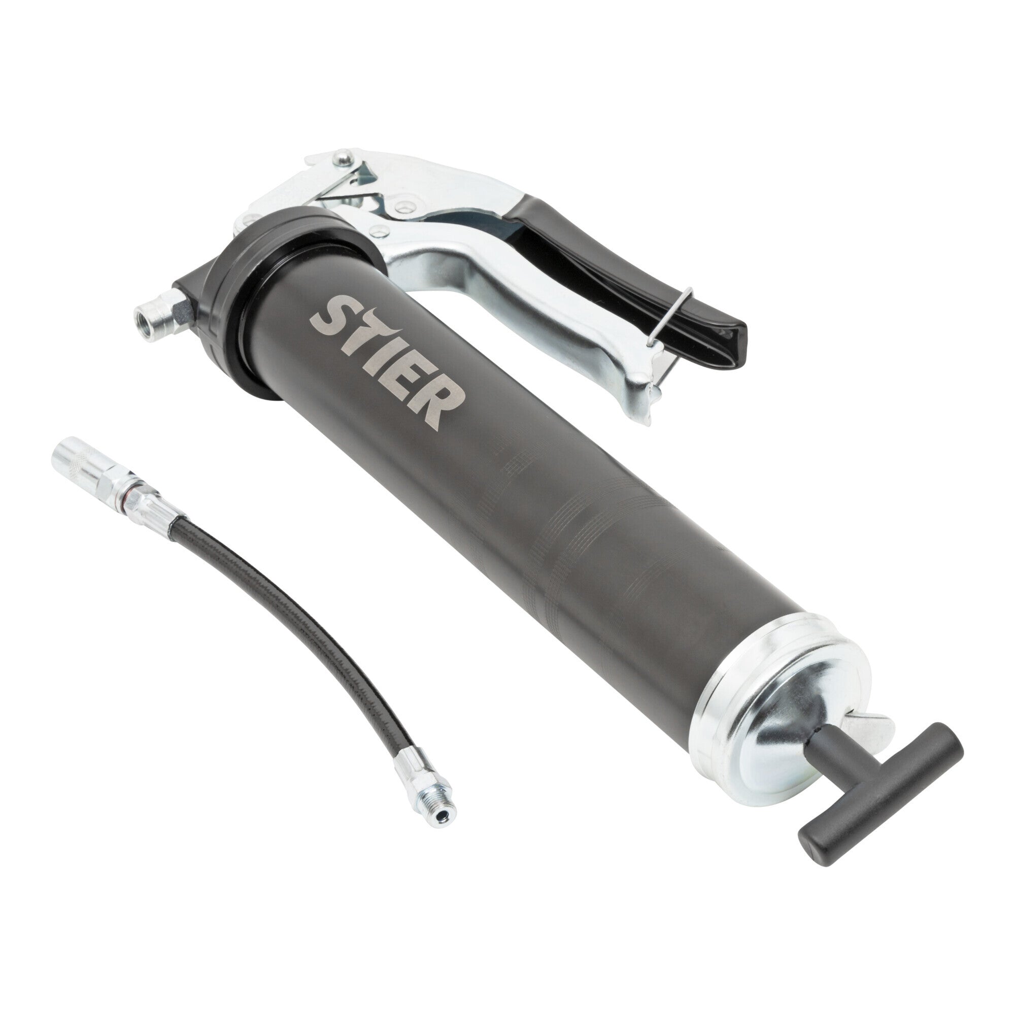 STIER Einhand-Fettpresse mit Nylonschlauch Arbeitsdruck 410 bar Schmierpresse
