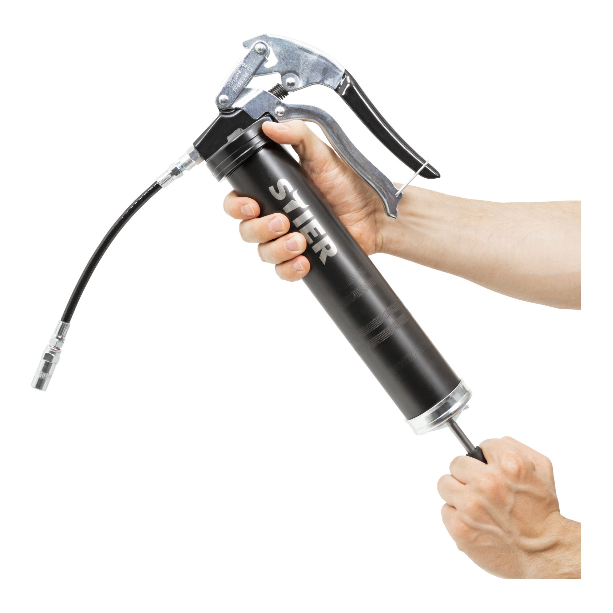 STIER one-hand grease gun with nylon hose working pressure 410 bar grease gun