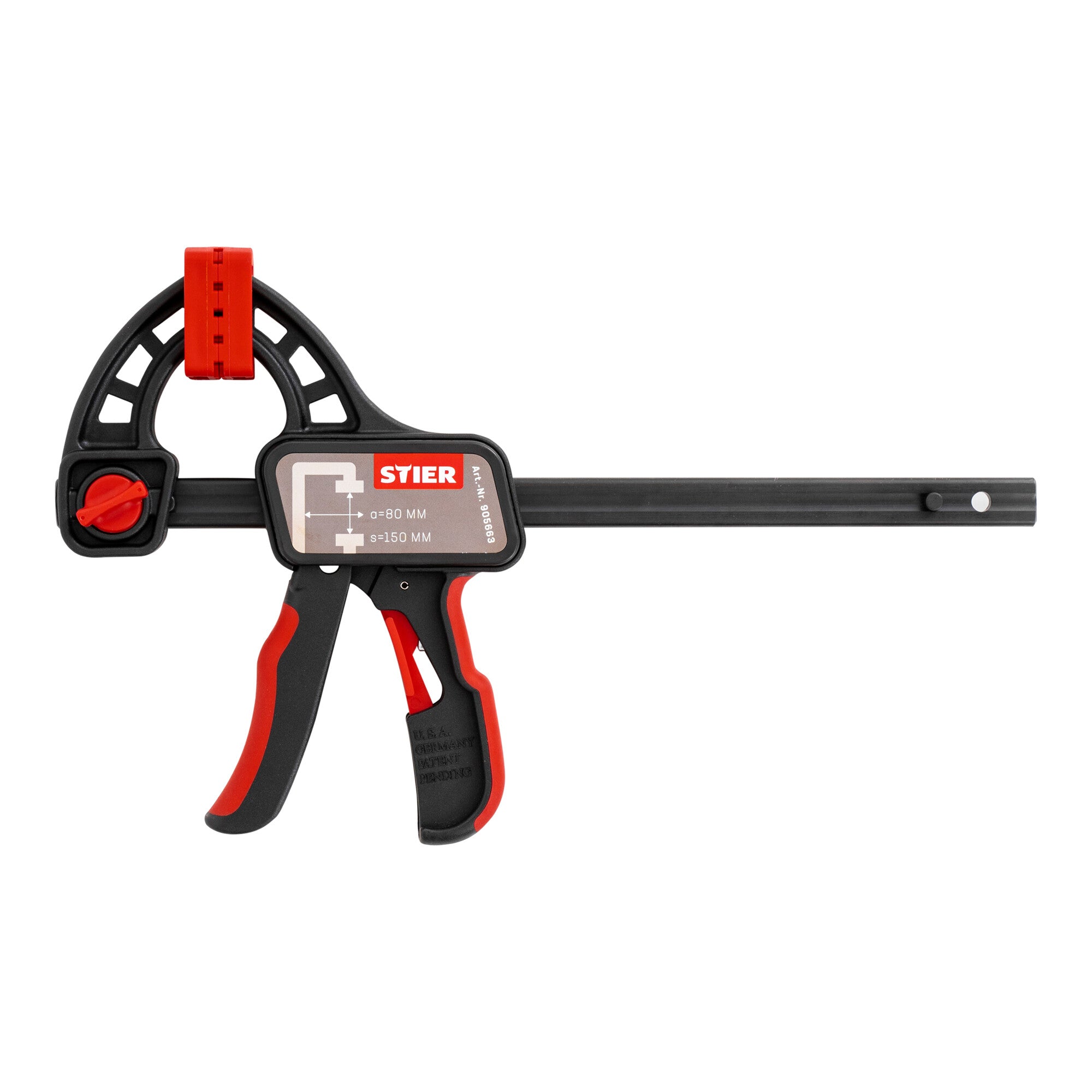 STIER one-hand clamp 150 mm clamping width 80 mm projection for clamping and spreading