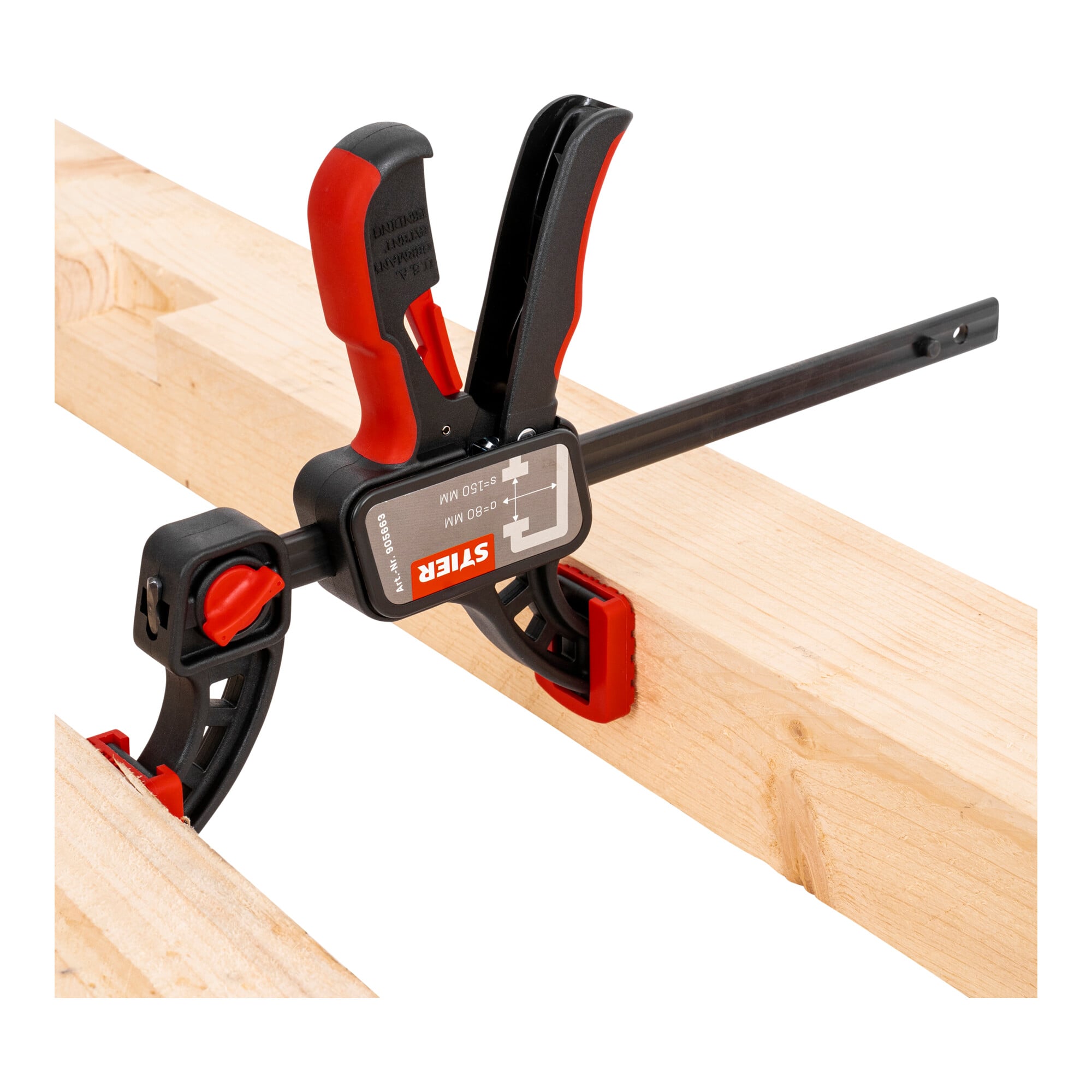 STIER one-hand clamp 150 mm clamping width 80 mm projection for clamping and spreading