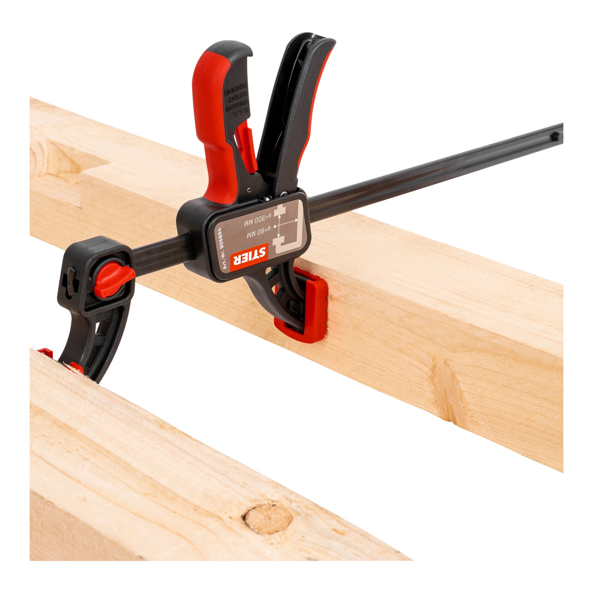 STIER one-hand clamp 300 mm clamping width 80 mm projection for clamping and spreading