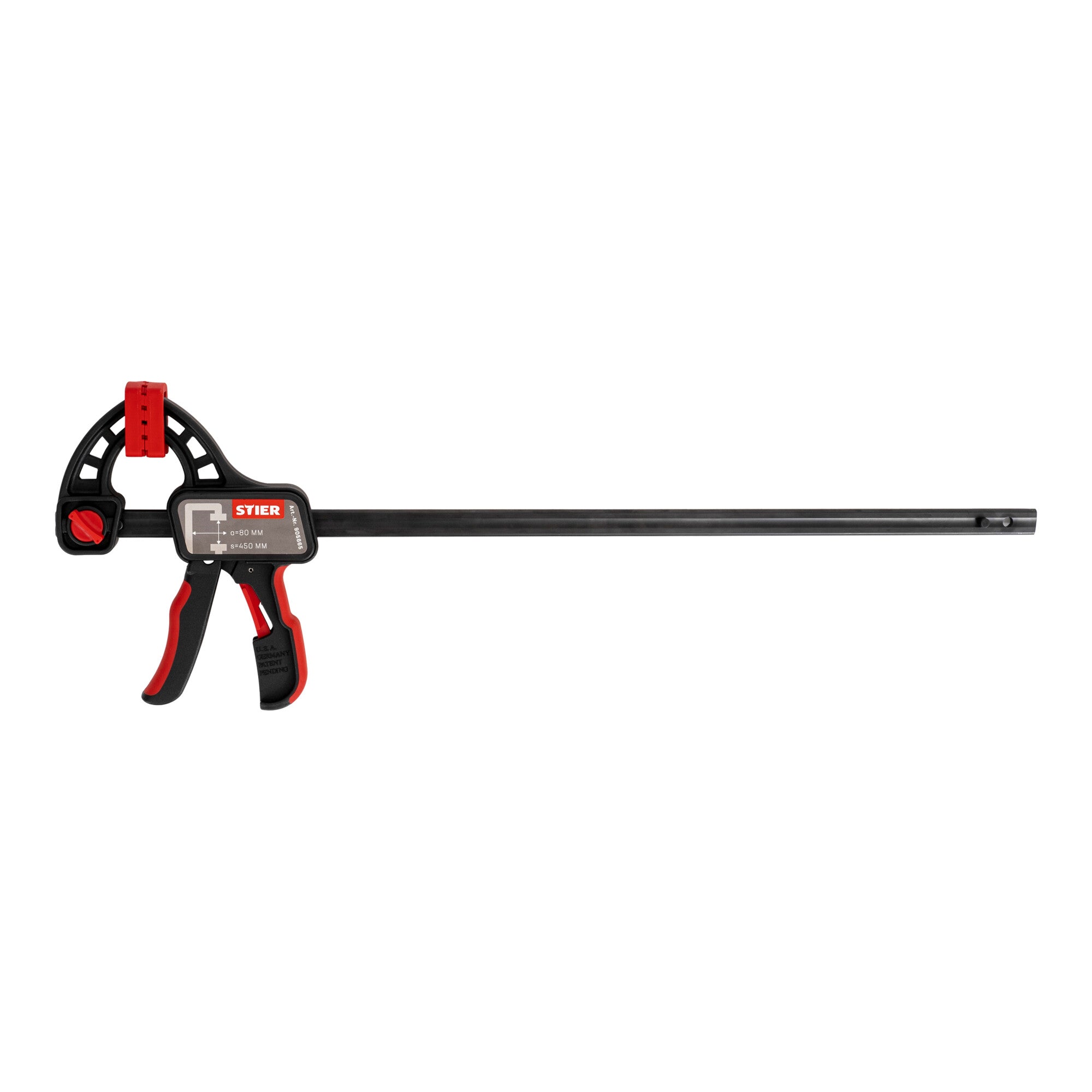 STIER one-hand clamp 450 mm clamping width 80 mm projection for clamping and spreading