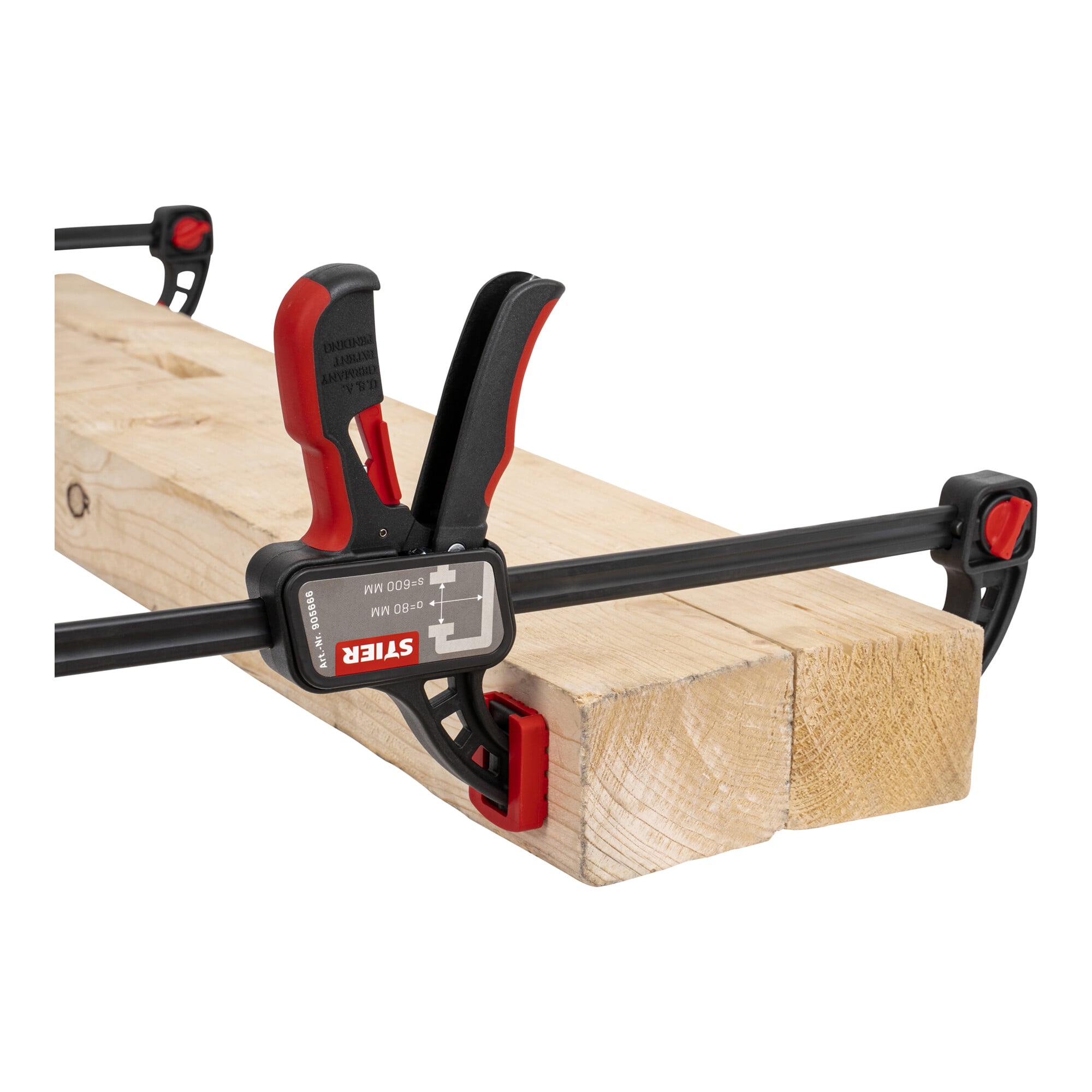 STIER one-hand clamp 600 mm clamping width 80 mm projection for clamping and spreading