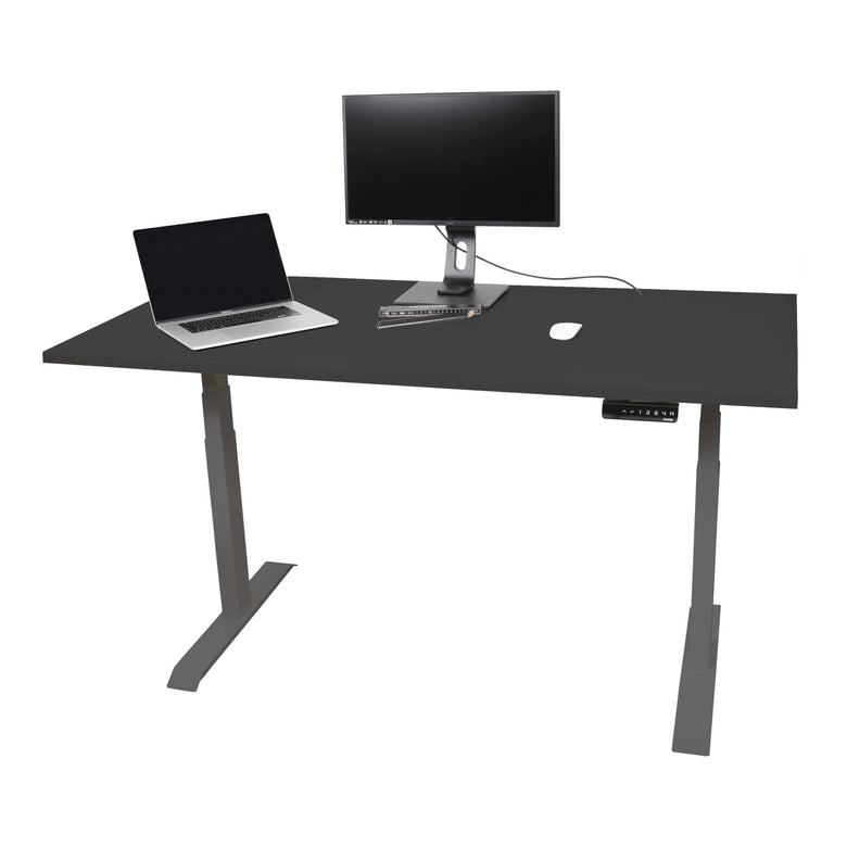 STIER Elektrisch höhenverstellbarer Schreibtisch TSR 120x80cm schwarz/schwarz