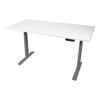 STIER Elektrisch höhenverstellbarer Schreibtisch TSR 120x80cm weiß/silber mit