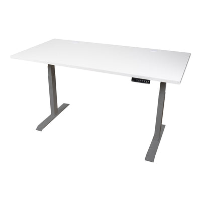 STIER Elektrisch höhenverstellbarer Schreibtisch TSR 120x80cm weiß/silber mit