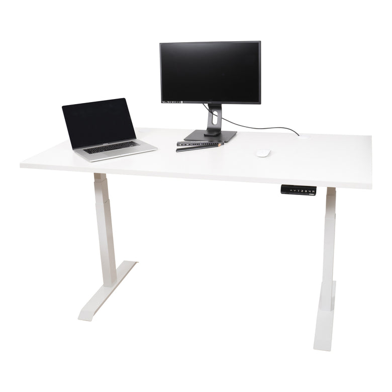 STIER Elektrisch höhenverstellbarer Schreibtisch TSR 120x80cm weiß/weiß mit