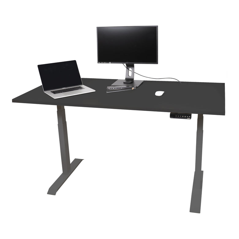 STIER Elektrisch höhenverstellbarer Schreibtisch TSR 140x80cm schwarz/schwarz