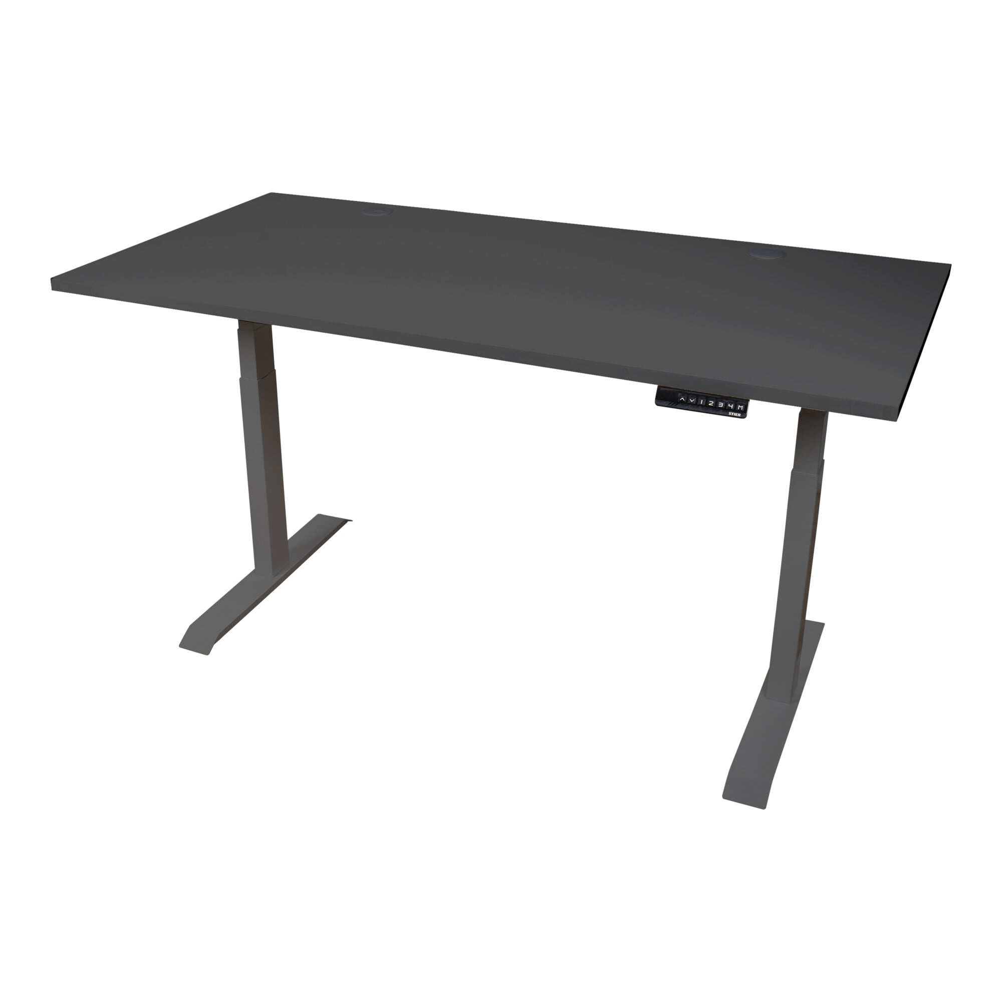 STIER Elektrisch höhenverstellbarer Schreibtisch TSR 160x80cm schwarz/schwarz