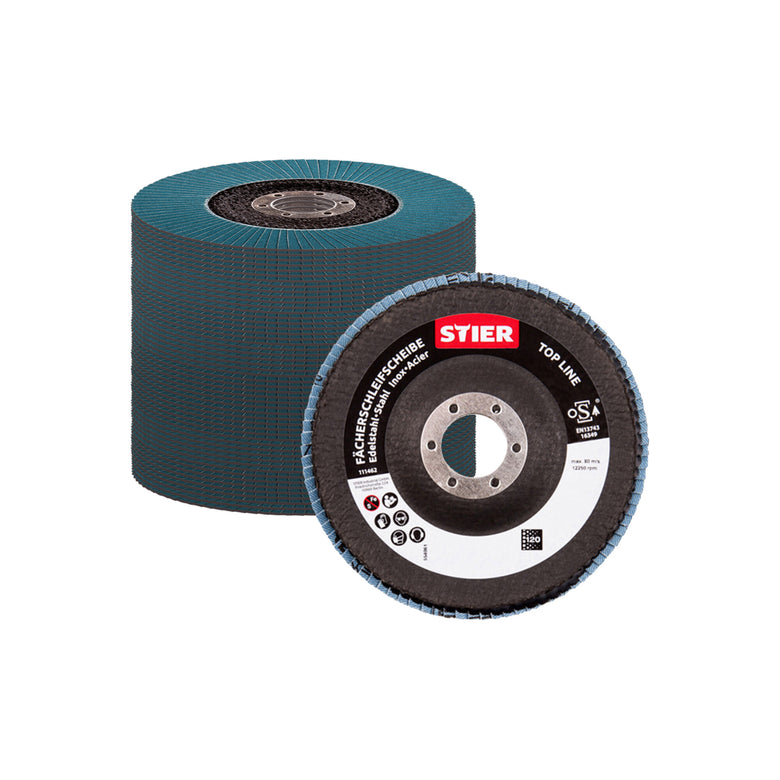 STIER flap discs professional Ø 125 mm set of 10 grinding discs various sizes